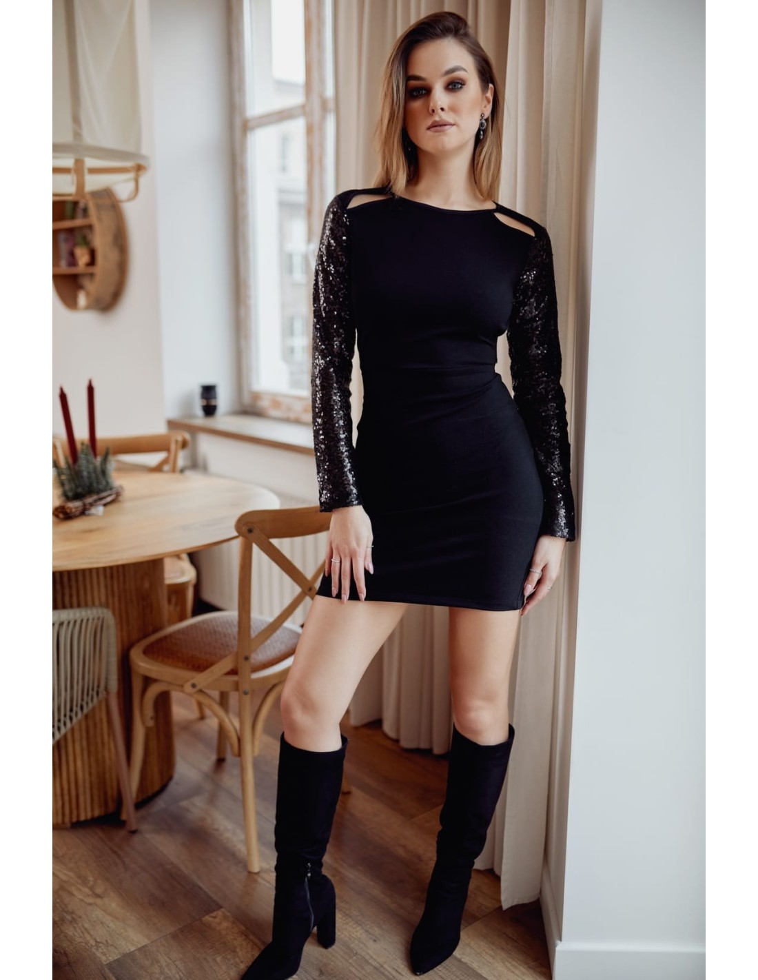 Rochie neagra eleganta mulata 0227 - Magazin online - Boutique